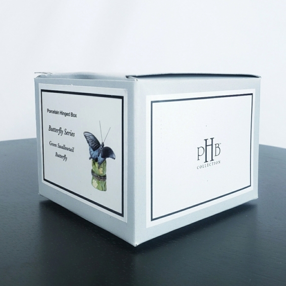*Last Chance* Green Swallowtail Butterfly Porcelain Hinged Box PHB Midwest - Picture 9 of 12